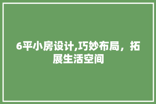 6平小房设计,巧妙布局，拓展生活空间