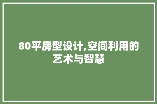 80平房型设计,空间利用的艺术与智慧 装修攻略