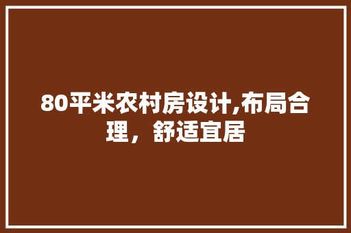 80平米农村房设计,布局合理，舒适宜居