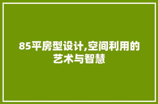 85平房型设计,空间利用的艺术与智慧