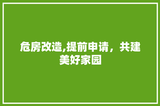危房改造,提前申请，共建美好家园