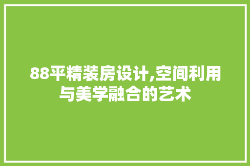 88平精装房设计,空间利用与美学融合的艺术