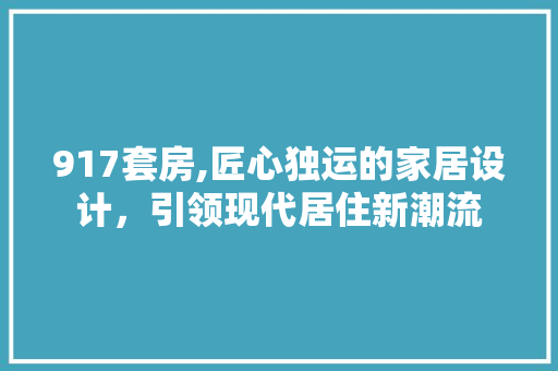 917套房,匠心独运的家居设计，引领现代居住新潮流