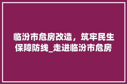 临汾市危房改造，筑牢民生保障防线_走进临汾市危房改造工作纪实