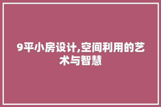 9平小房设计,空间利用的艺术与智慧 庭院装修