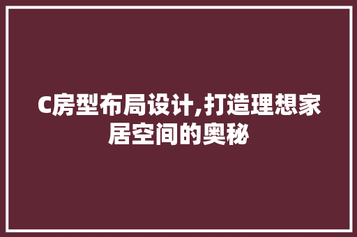 C房型布局设计,打造理想家居空间的奥秘