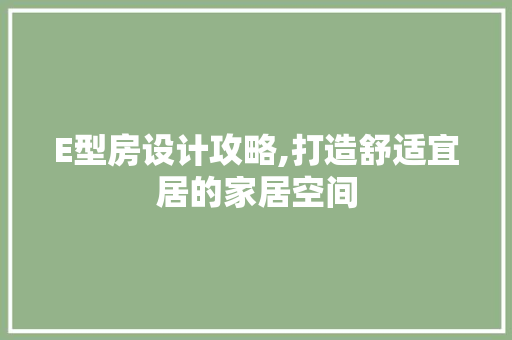 E型房设计攻略,打造舒适宜居的家居空间 墙面装饰