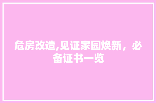 危房改造,见证家园焕新，必备证书一览