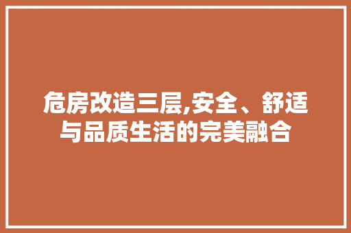 危房改造三层,安全、舒适与品质生活的完美融合