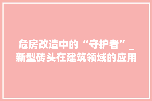 危房改造中的“守护者”_新型砖头在建筑领域的应用与发展