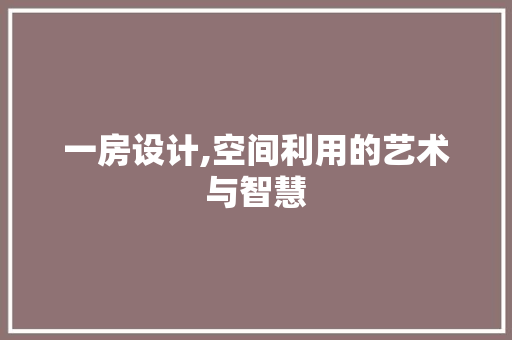 一房设计,空间利用的艺术与智慧 庭院装修