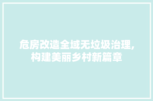 危房改造全域无垃圾治理,构建美丽乡村新篇章