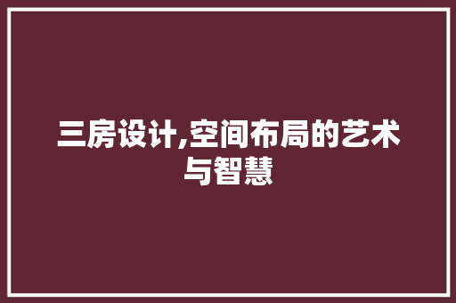 三房设计,空间布局的艺术与智慧