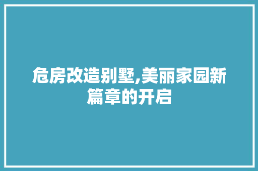 危房改造别墅,美丽家园新篇章的开启