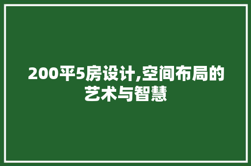200平5房设计,空间布局的艺术与智慧