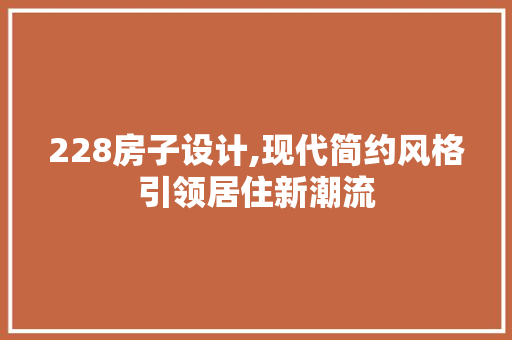 228房子设计,现代简约风格引领居住新潮流
