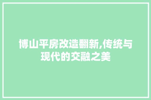 博山平房改造翻新,传统与现代的交融之美