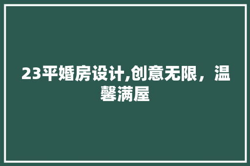 23平婚房设计,创意无限，温馨满屋