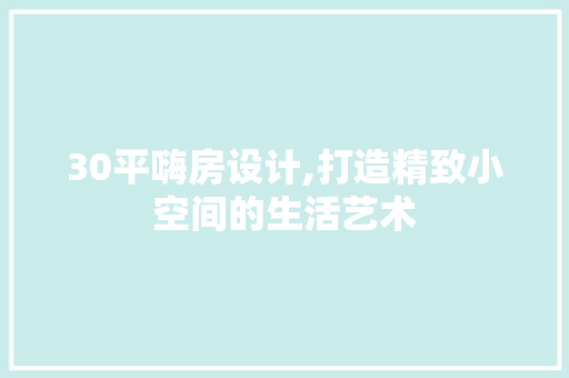 30平嗨房设计,打造精致小空间的生活艺术 建筑设计