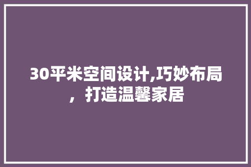 30平米空间设计,巧妙布局，打造温馨家居