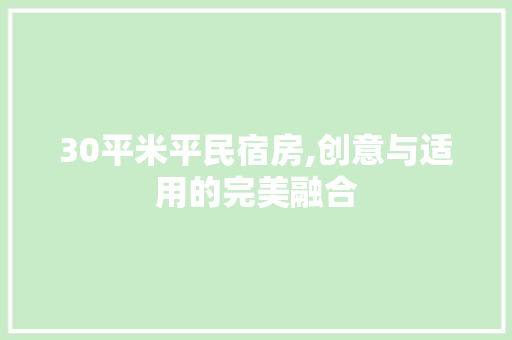 30平米平民宿房,创意与适用的完美融合