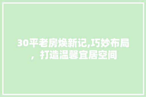 30平老房焕新记,巧妙布局，打造温馨宜居空间