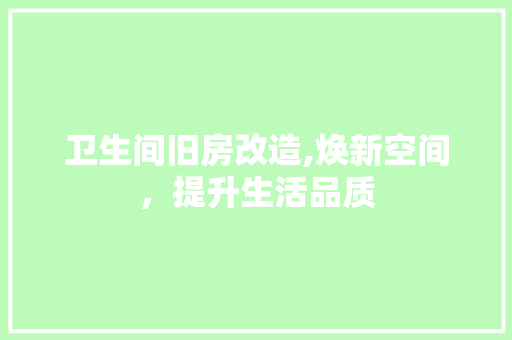 卫生间旧房改造,焕新空间，提升生活品质