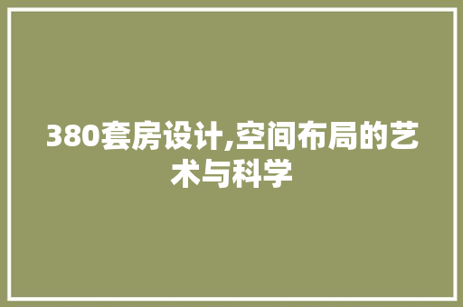 380套房设计,空间布局的艺术与科学