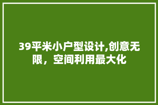 39平米小户型设计,创意无限，空间利用最大化