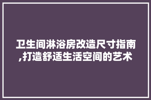 卫生间淋浴房改造尺寸指南,打造舒适生活空间的艺术