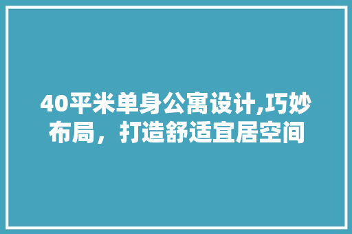 40平米单身公寓设计,巧妙布局，打造舒适宜居空间 装修材料