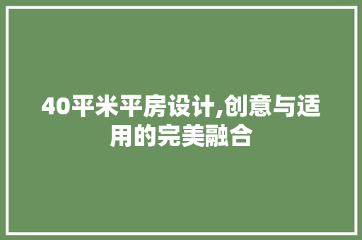 40平米平房设计,创意与适用的完美融合 隔断设计
