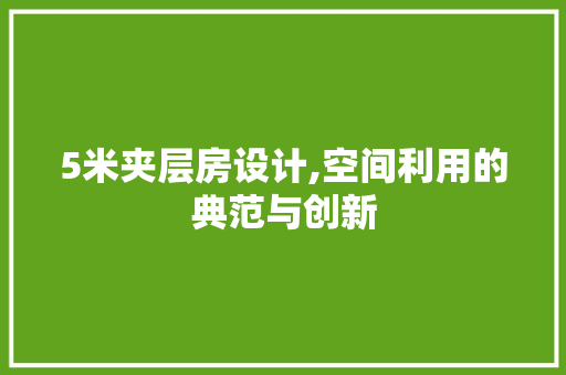 5米夹层房设计,空间利用的典范与创新 景观设计