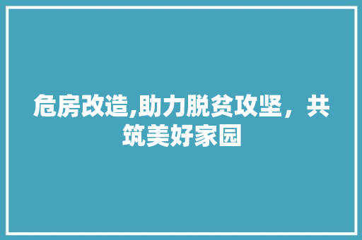 危房改造,助力脱贫攻坚，共筑美好家园