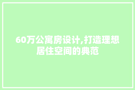 60万公寓房设计,打造理想居住空间的典范