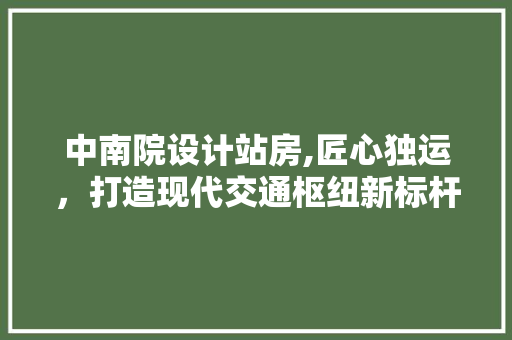 中南院设计站房,匠心独运，打造现代交通枢纽新标杆