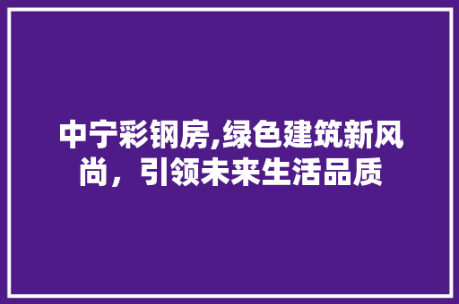 中宁彩钢房,绿色建筑新风尚，引领未来生活品质