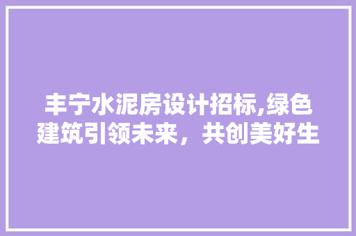 丰宁水泥房设计招标,绿色建筑引领未来，共创美好生活