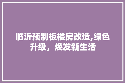 临沂预制板楼房改造,绿色升级，焕发新生活