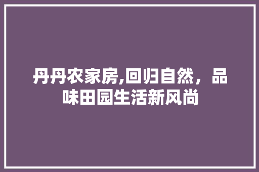 丹丹农家房,回归自然，品味田园生活新风尚