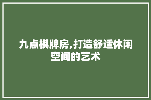 九点棋牌房,打造舒适休闲空间的艺术