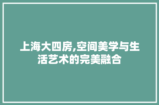 上海大四房,空间美学与生活艺术的完美融合