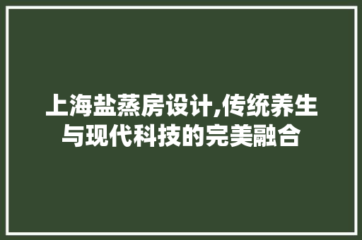 上海盐蒸房设计,传统养生与现代科技的完美融合