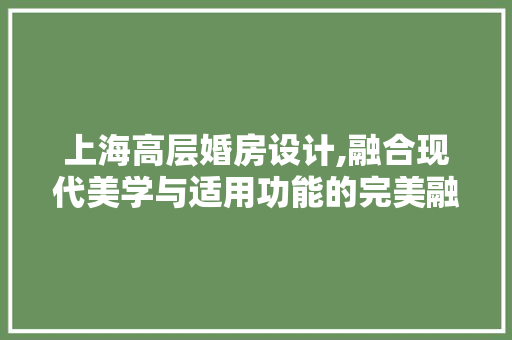 上海高层婚房设计,融合现代美学与适用功能的完美融合