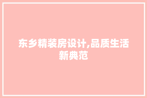 东乡精装房设计,品质生活新典范