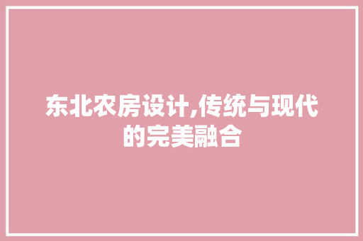 东北农房设计,传统与现代的完美融合