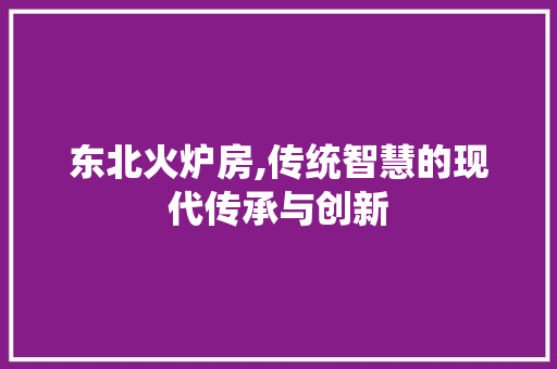 东北火炉房,传统智慧的现代传承与创新
