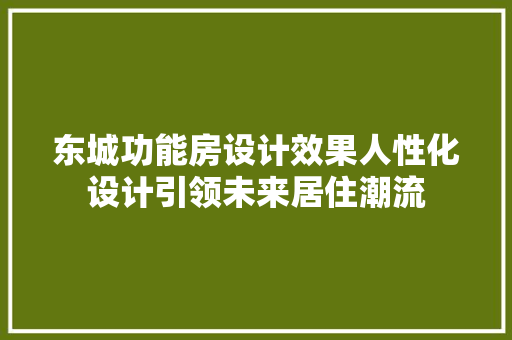 东城功能房设计效果人性化设计引领未来居住潮流