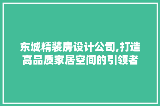 东城精装房设计公司,打造高品质家居空间的引领者