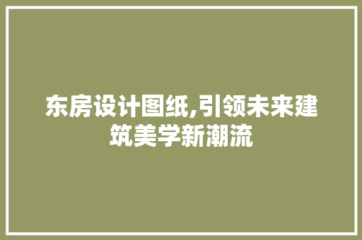 东房设计图纸,引领未来建筑美学新潮流